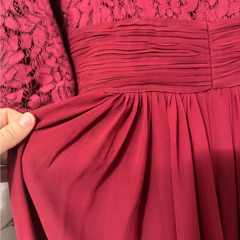 Exquisite English Manor Elegant Burgundy Lace Dress - Picture 6 of 11